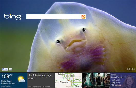 La nuova home-page di Bing