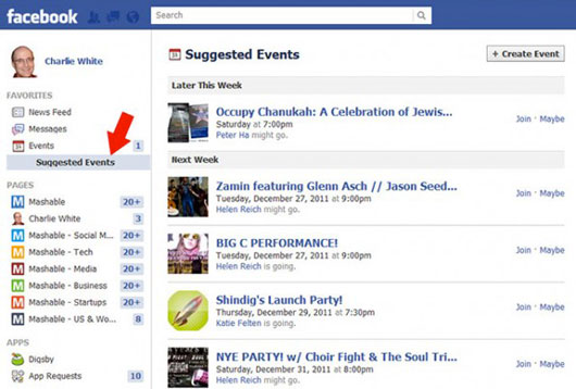 Facebook Suggested Events