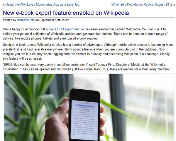 Wikipedia... in e-book