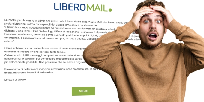 Mail Libero e Virgilio non funzionano: torneranno attive tra 24/48 ore. Il Codacons minaccia la class action