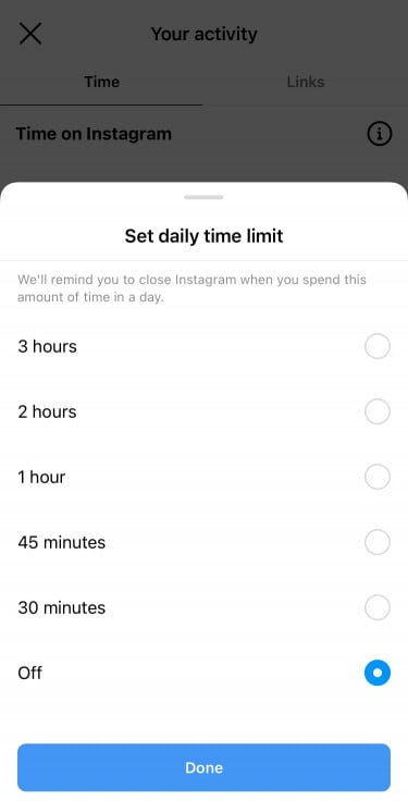 Instagram: limite di utilizzo giornaliero